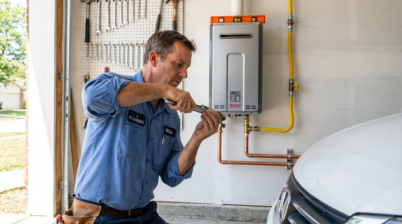 Tankless water heater installation by a Johns Plumbing LLC plumber in Pekin